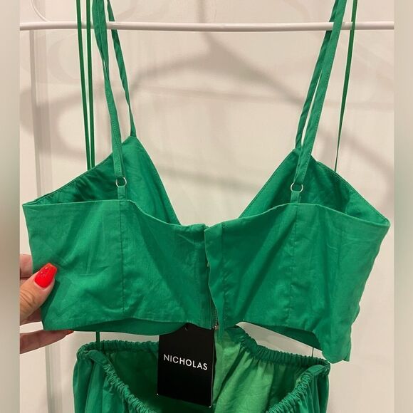 Nicholas Baylee Cut-Out Pockets Midi Dress in Green Emerald .Size 0 - Picture 12 of 15